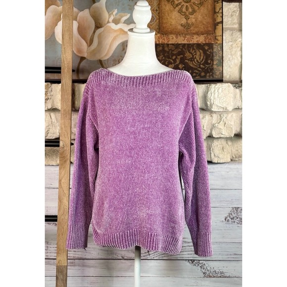 Tommy Bahama Sweaters - Tommy Bahama Womens‎ Lavender Purple Chenille Ribbed Boat Neck Sweater Size S